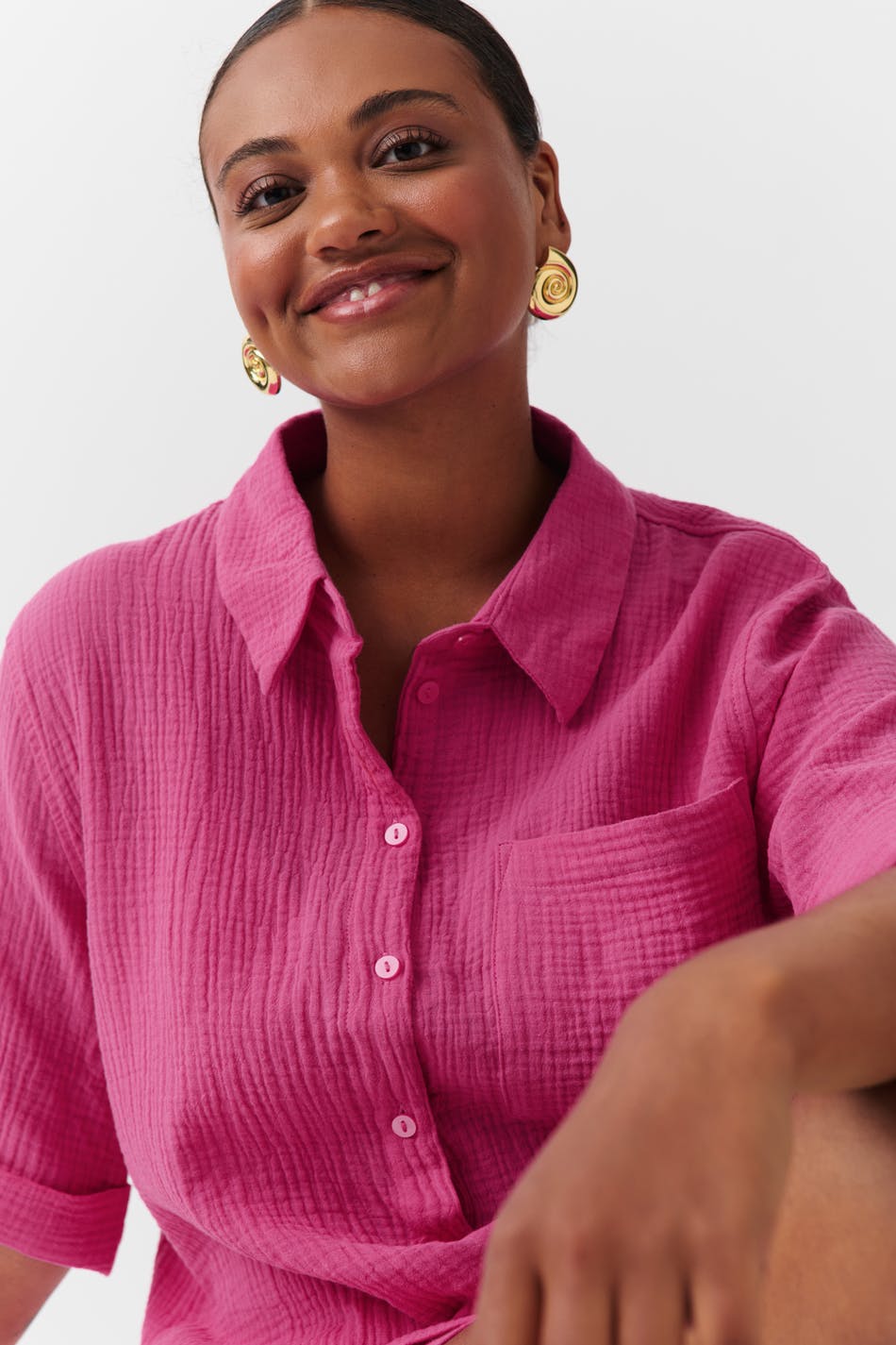 Short sleeve gauze shirt