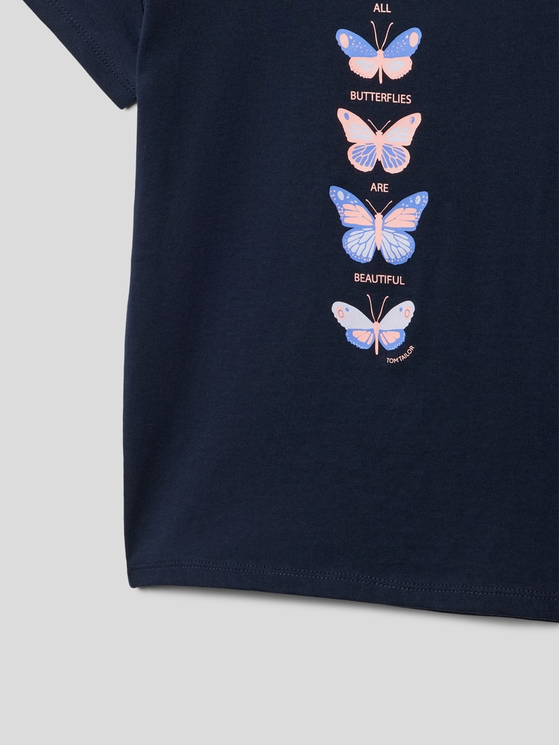 T-Shirt mit Motiv-Print in marineblau