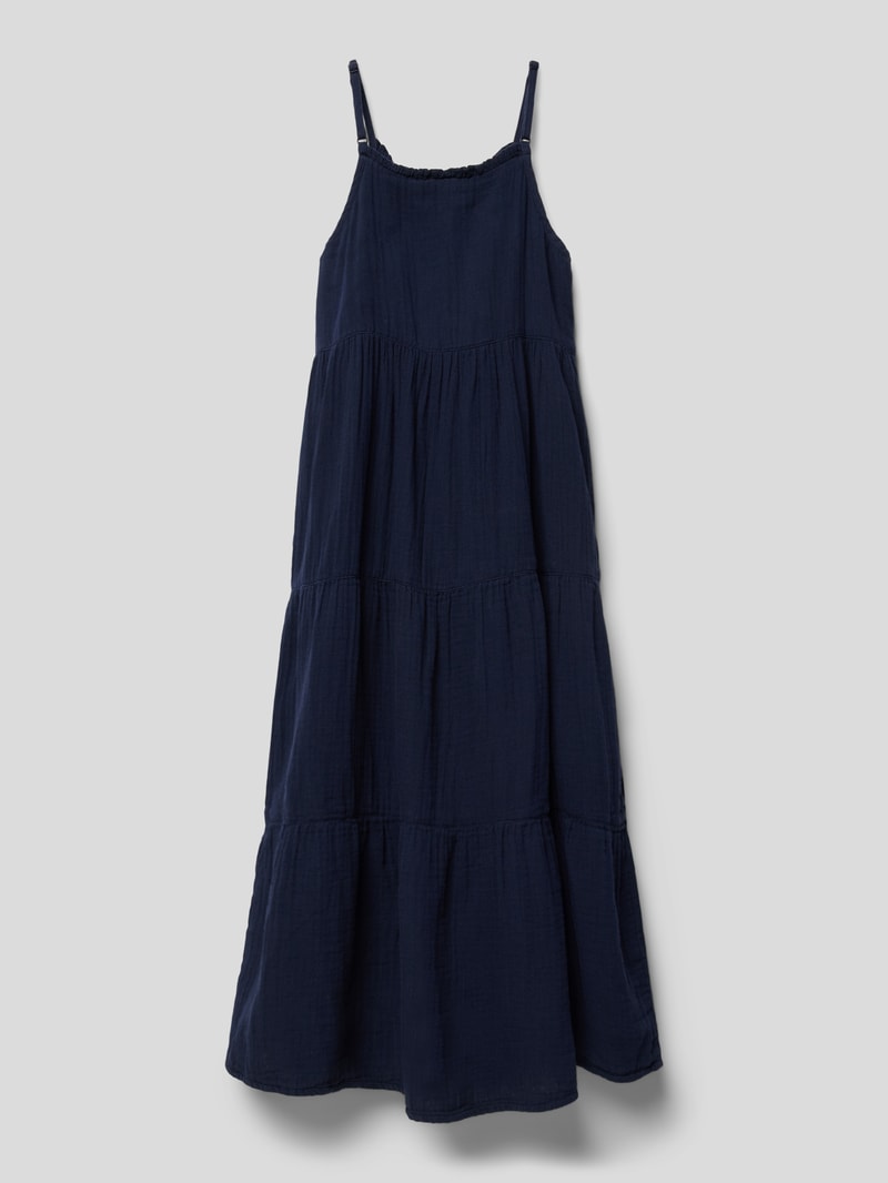 Kleid im Stufen-Look in marineblau