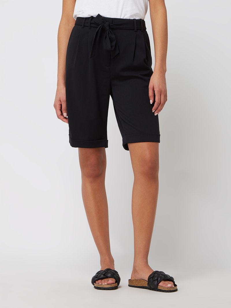 Bermudas mit Paperbag-Bund in schwarz