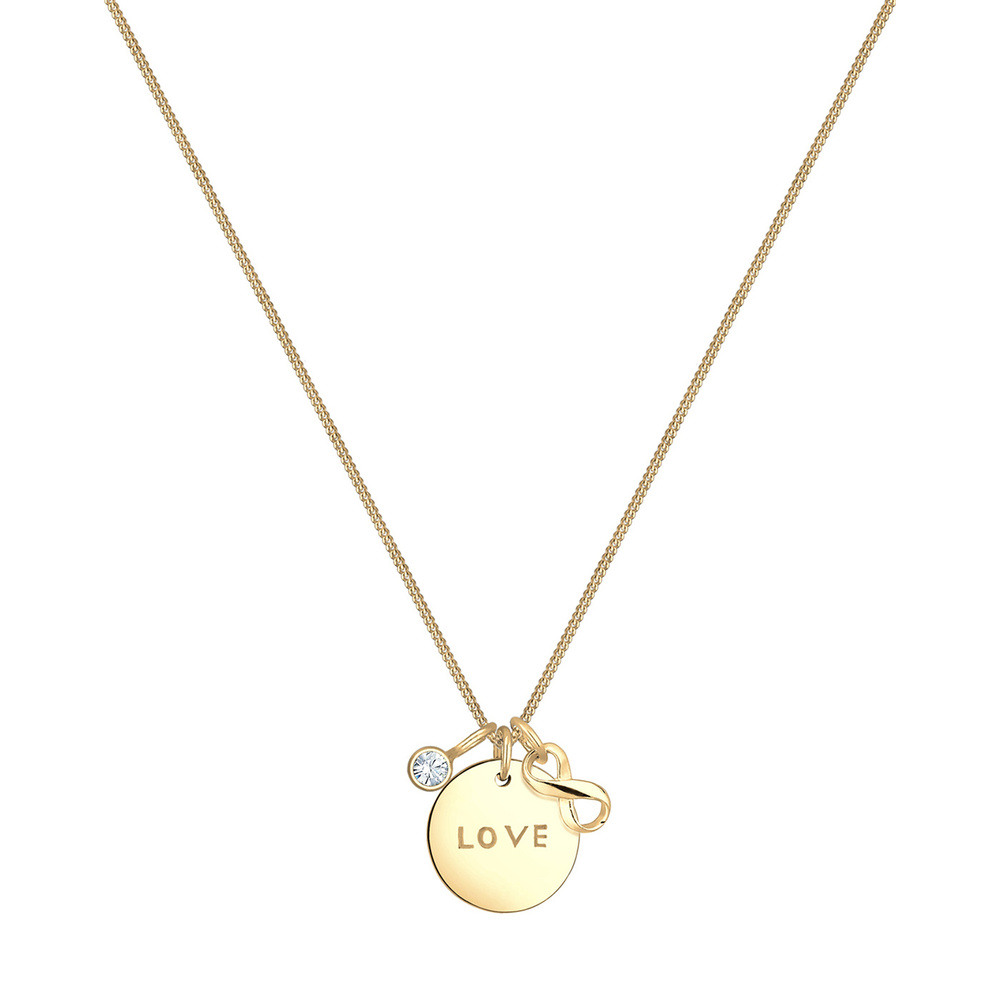 Elli Elli Collier Femme Pendentif Symbole Infinité Gravure Love  Cristal - (925/1000)  collier