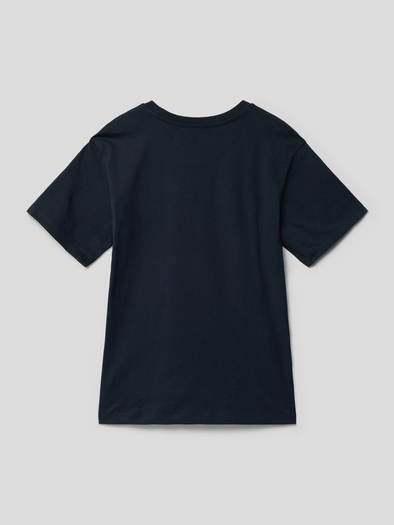 T-Shirt mit Rundhalsausschnitt Modell 'HEMRE' in marineblau