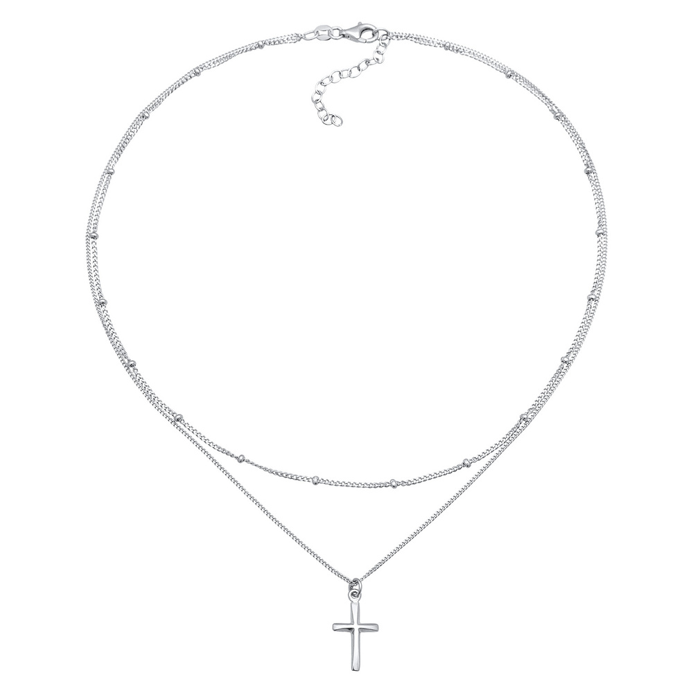 Elli Elli Collier Femmes choker croix pendentif couches en argent sterling 925 collier