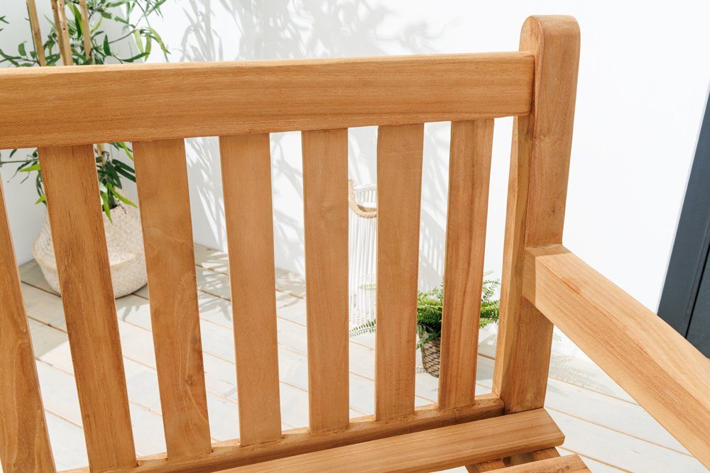 riess-ambiente Gartenbank EMPIRE TEAK 120cm natur (Einzelartikel, 1-St), Massivholz · wetterfest · Lehne · Maritim · Outdoor · Balkonmöbel