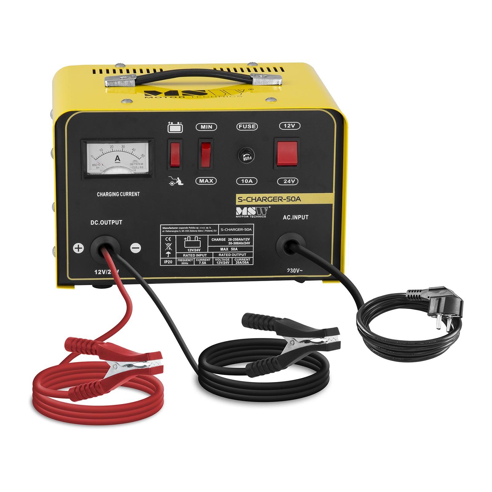 MSW Autobatterie Ladegerät 12V Kfz Pkw Ladegerät Batterie Starthilfe 12 24 Autobatterie-Ladegerät