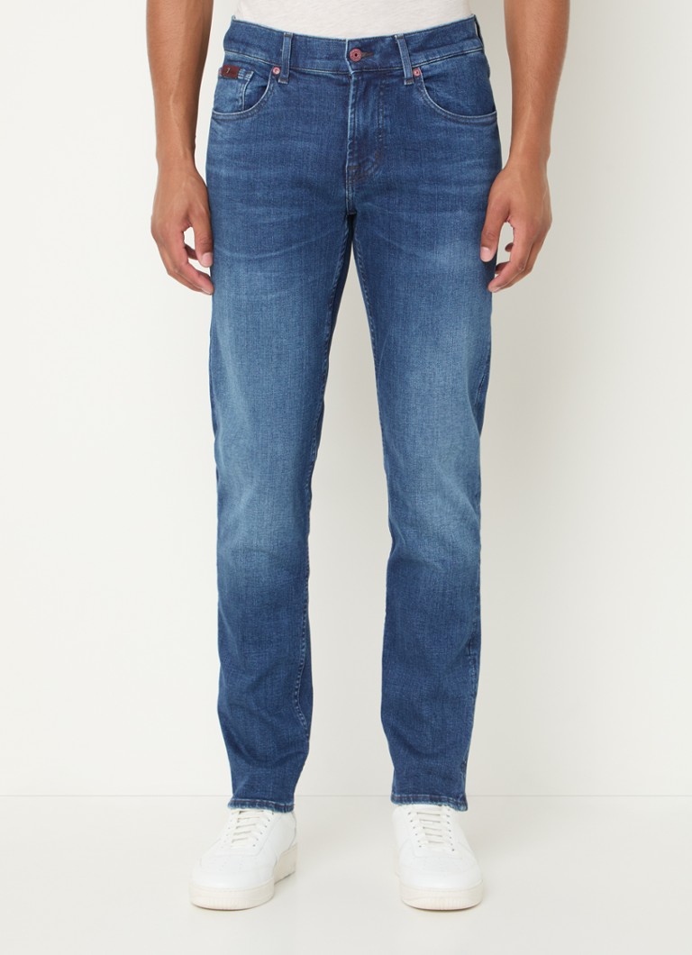 7 For All Mankind Slim fit džinsi ar vidēji biezu mazgāšanas dziļumu un sānu kabatām