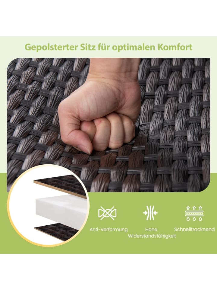 COSTWAY Gartenbank Polyrattan in Braun günstig kaufen onesize