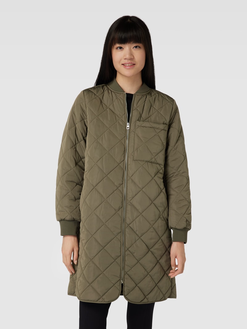 Steppmantel mit Brusttasche in khaki