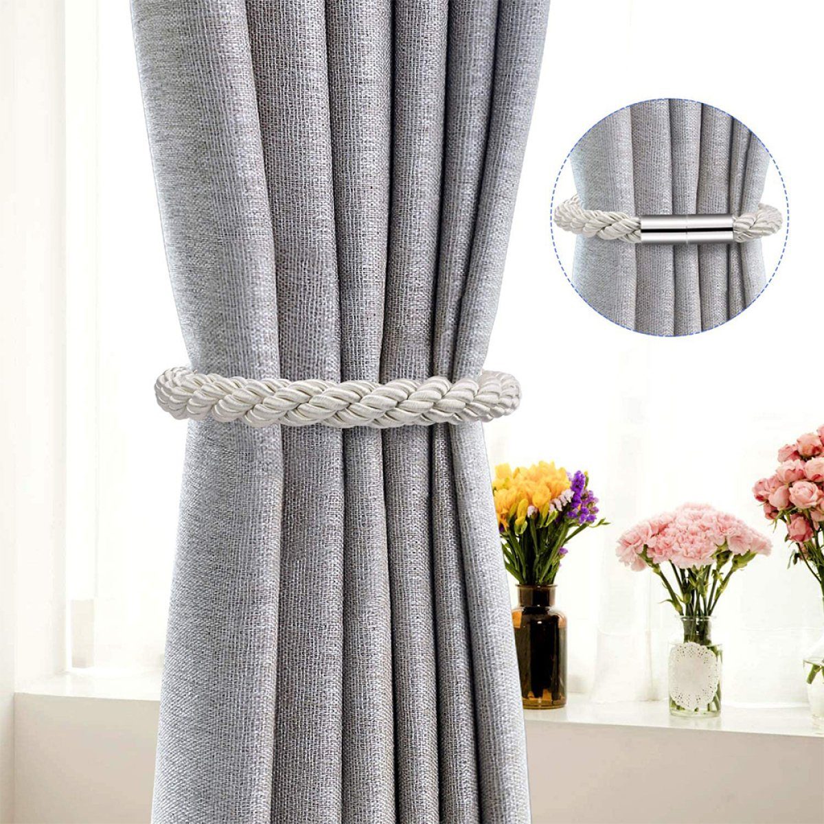 Raffhalter 2 Stück starke magnetische Vorhang-Raffhalter, praktisch, Vorhanghalte, Juoungle