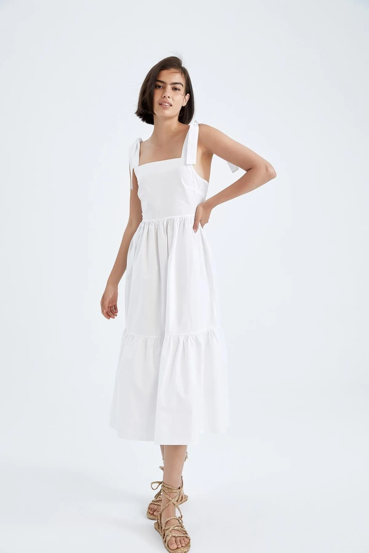 DeFacto  Popeline-Midikleid aus 100 % Baumwolle mit Trägern