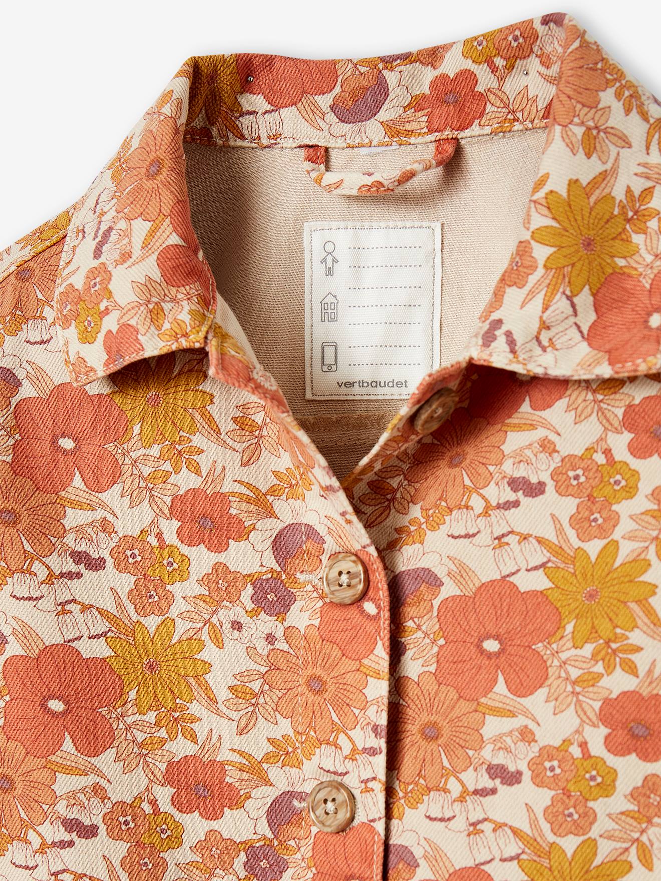 Veste imprimée fleurs fille rose nude