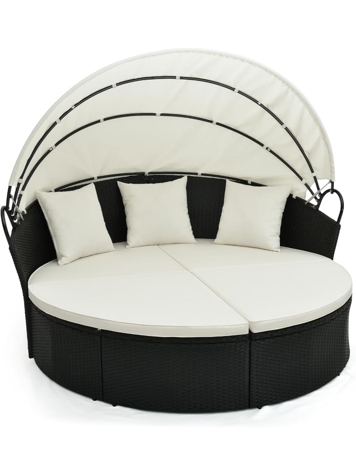 COSTWAY Rattan Sonneninsel mit Baldachin 187x180x157cm in Schwarz günstig kaufen onesize