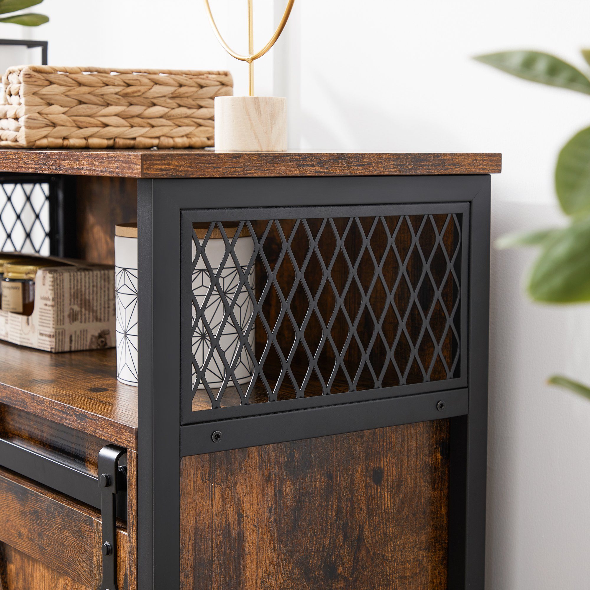VASAGLE Sideboard Aufbewahrungsschrank, 70 x 30 x 80 cm, mit Schiebetür