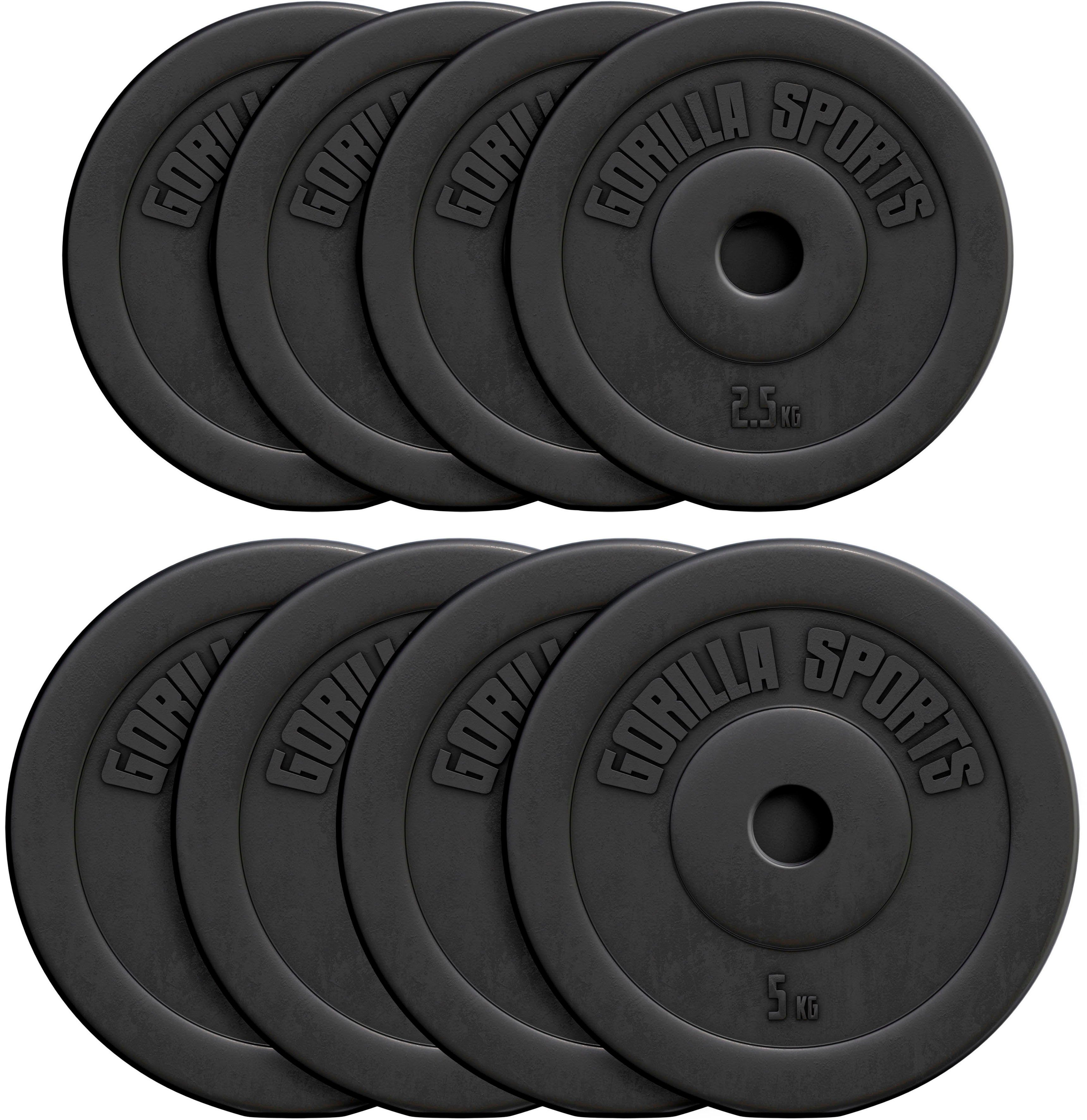 GORILLA SPORTS Hantelscheiben Hantelscheiben-Set 4 x 2,5kg + 4 x 5kg, 30 kg, (Set)