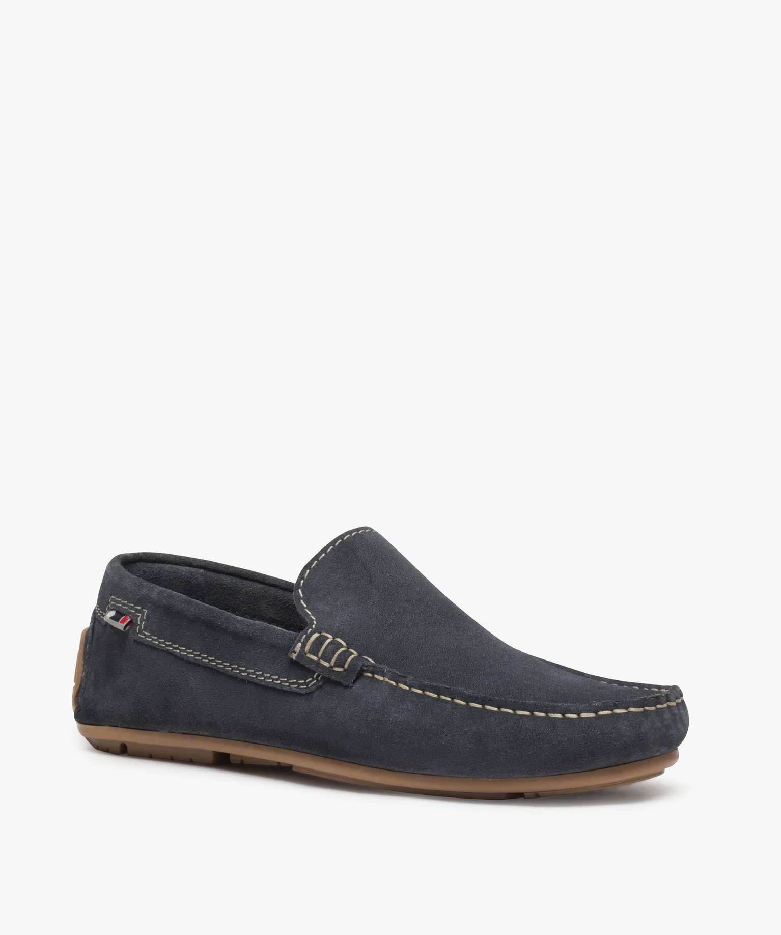 Mocassins homme unis dessus et intérieur cuir bleu | GEMO