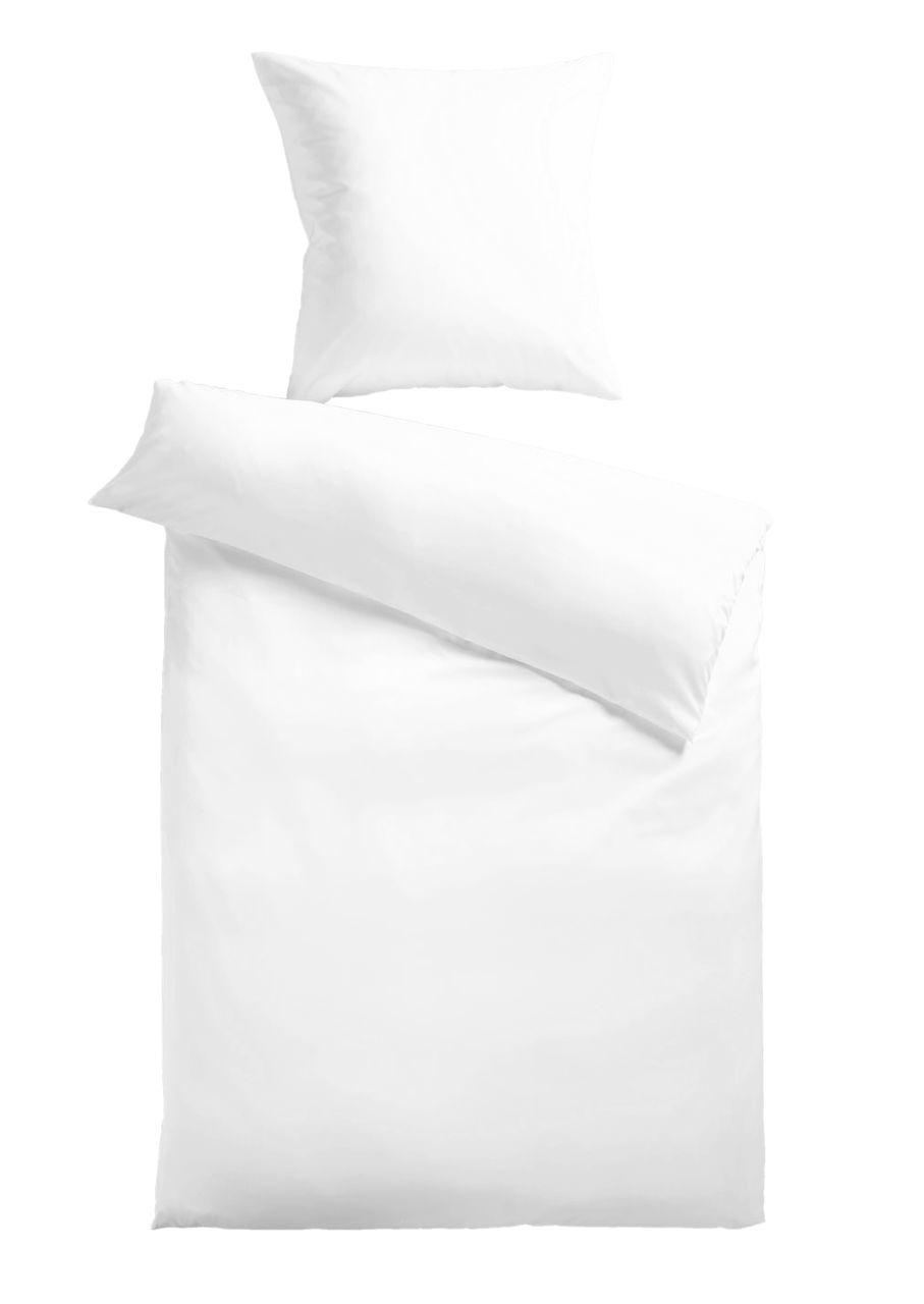 Kinzler Baumwoll-Satin Bettwäsche Uni 80 x 80   135 x 200 cm, Farbe weiss