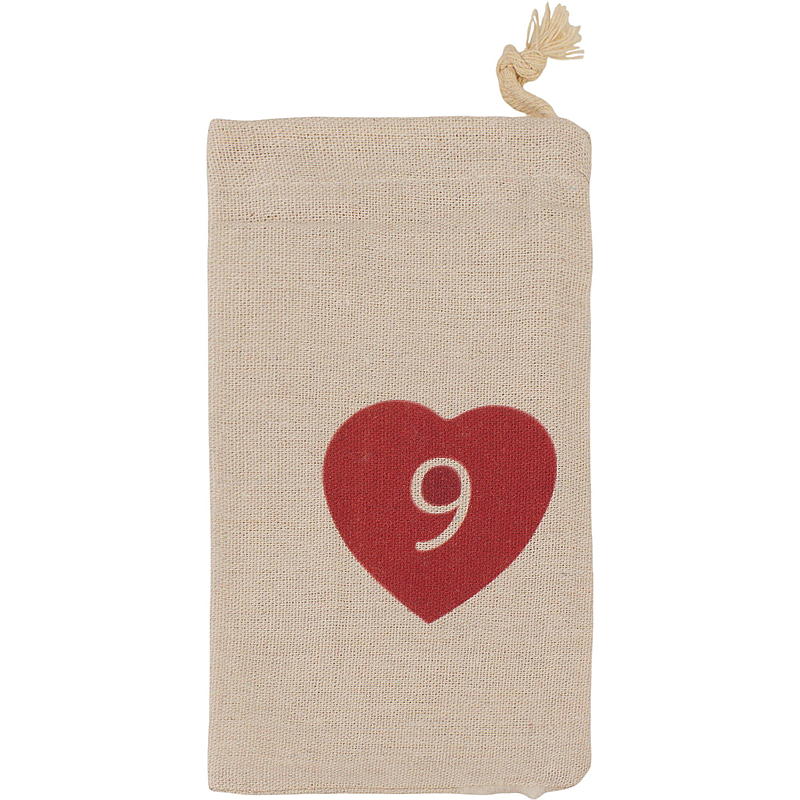 Home Kalenderposer 12x20 cm 1-24 stoff m/hjerte