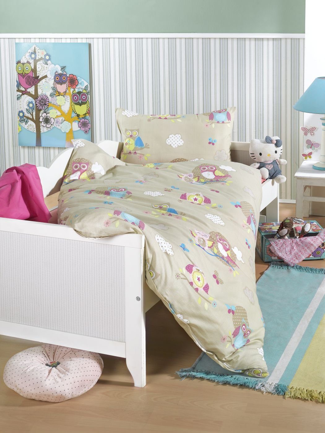 Babybettwäsche Bettwäsche 100 cm x 135 cm Eule natur, soma, Baumwolle, 2 teilig, baby bettwäsche set 100x135 sale bettwäsche baby 100x135