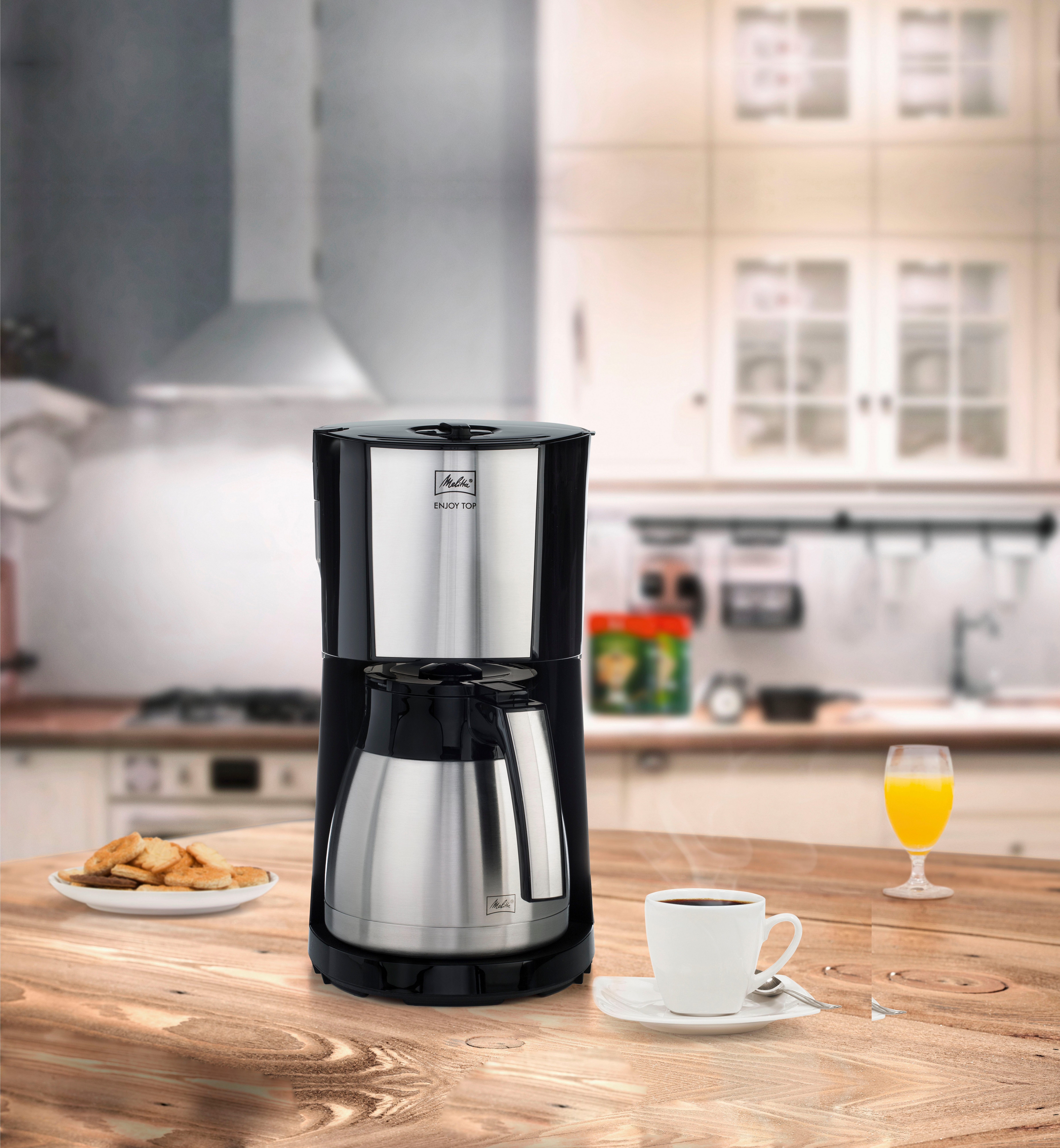 Melitta Filterkaffeemaschine Enjoy® Top Therm, 1,25l Kaffeekanne, Papierfilter 1x4, mit Thermkanne aus Edelstahl