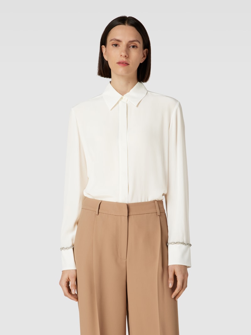 Bluse aus Seide mit verdeckter Knopfleiste Modell 'CELEBRE' in offwhite
