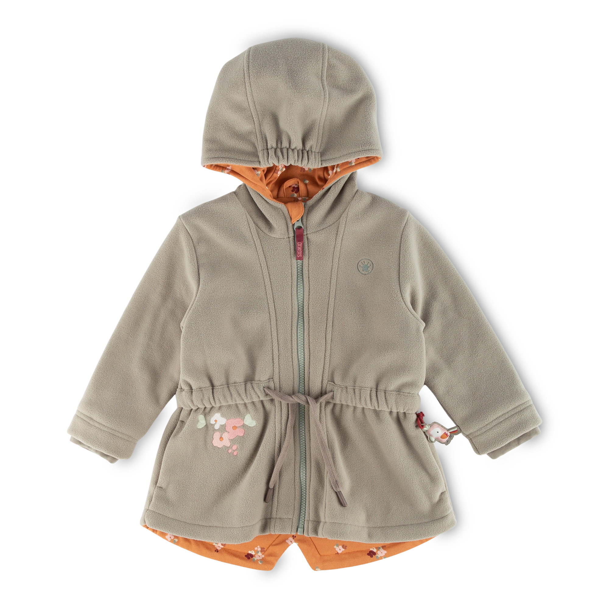 Kinder Fleecejacke mit Kapuze und Stickmotiv Blumen