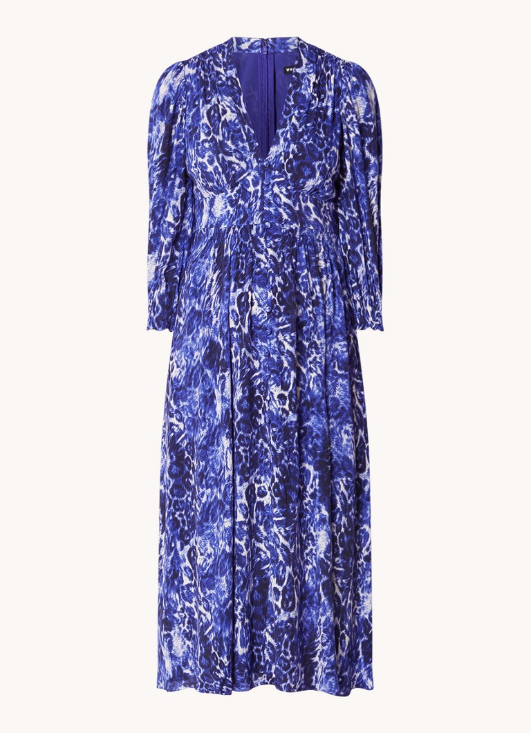 Whistles sjajna midi haljina s naborima i leopard printom