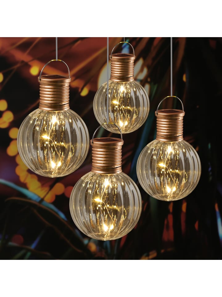 MARELIDA 4er Set LED Solar Glühbirne GLOW H: 11cm in transparent günstig kaufen onesize