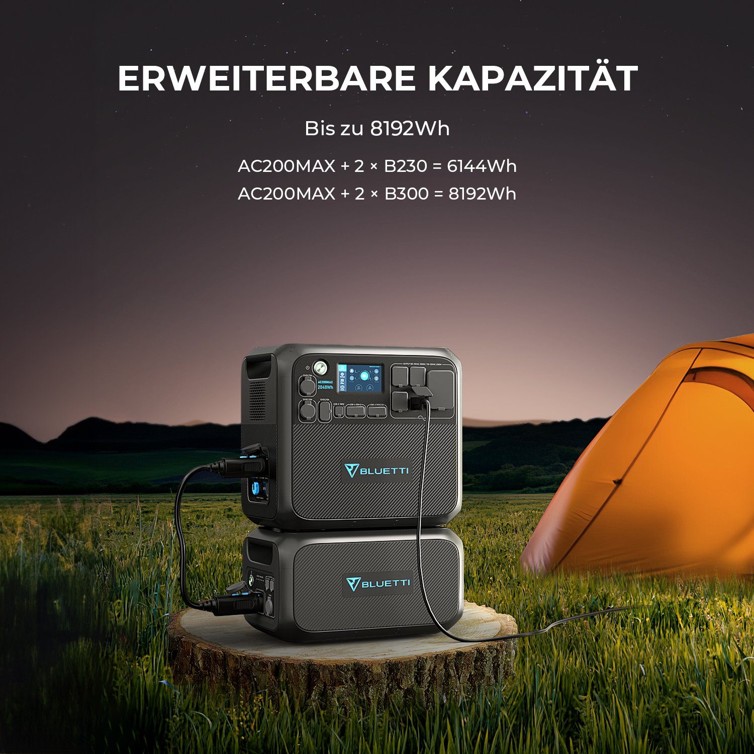 BLUETTI Stromerzeuger AC200MAX Solargenerator, (1-tlg., 4 x Wechselstrom), für Camping, Stromausfall