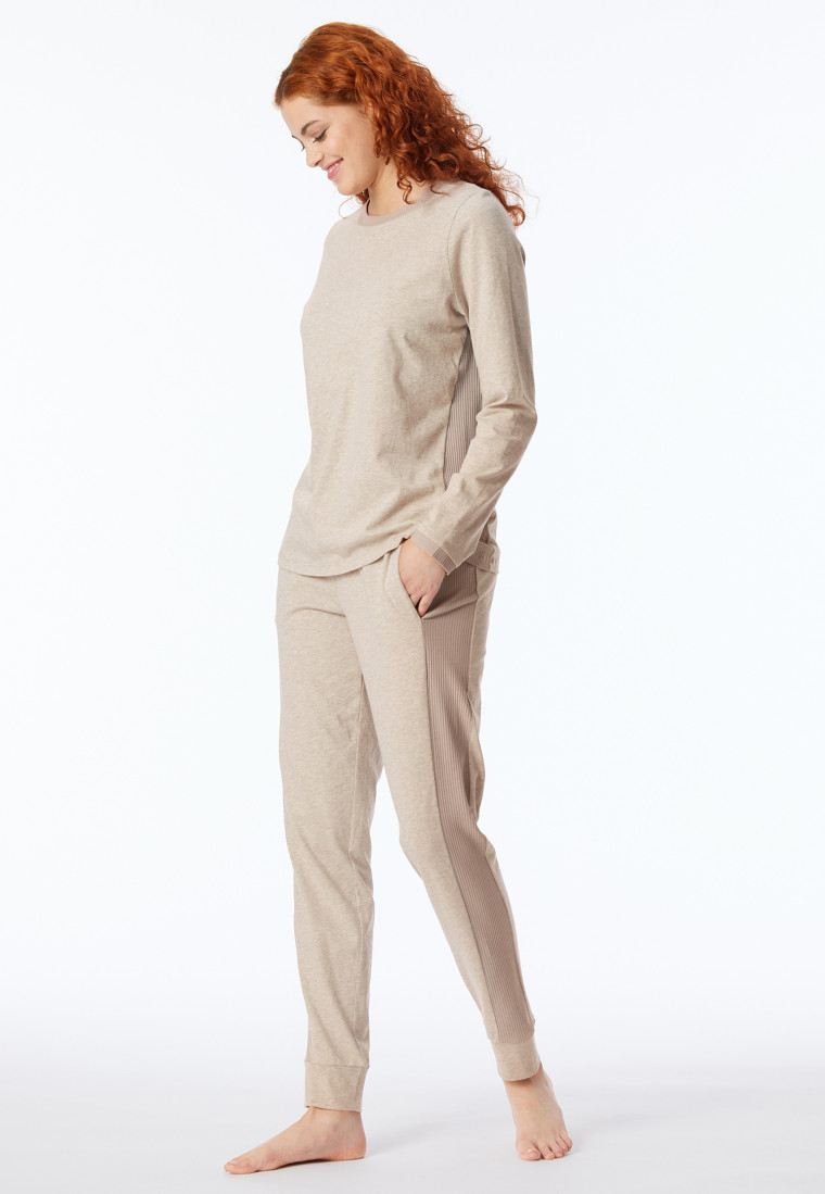 Schlafanzug lang Bio-Baumwolle natur - Casual Nightwear