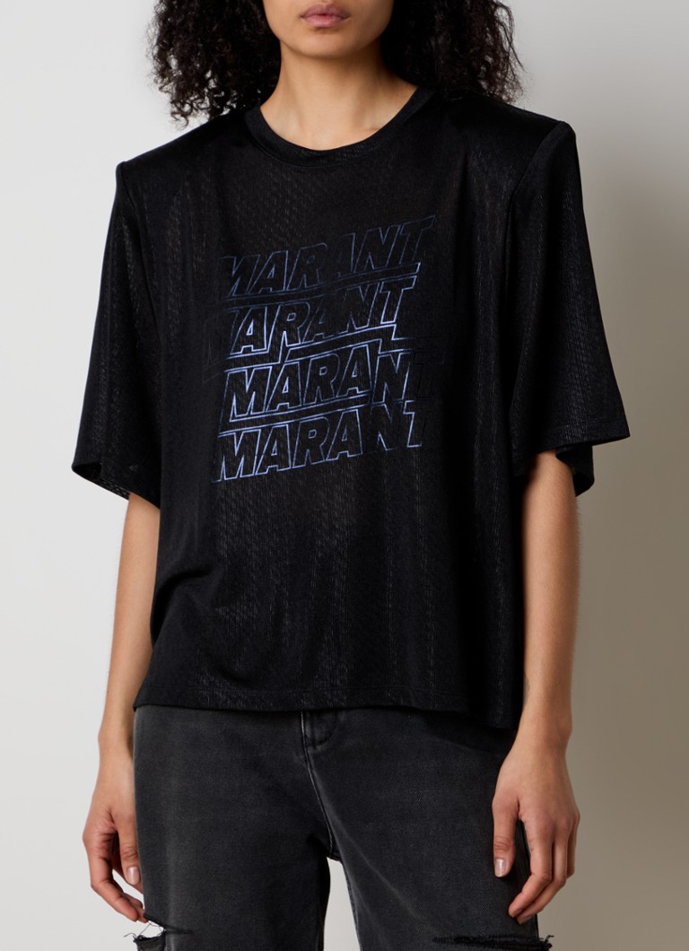 Isabel Marant Freya poluprozirni top s logotipom i jastučićima za ramena