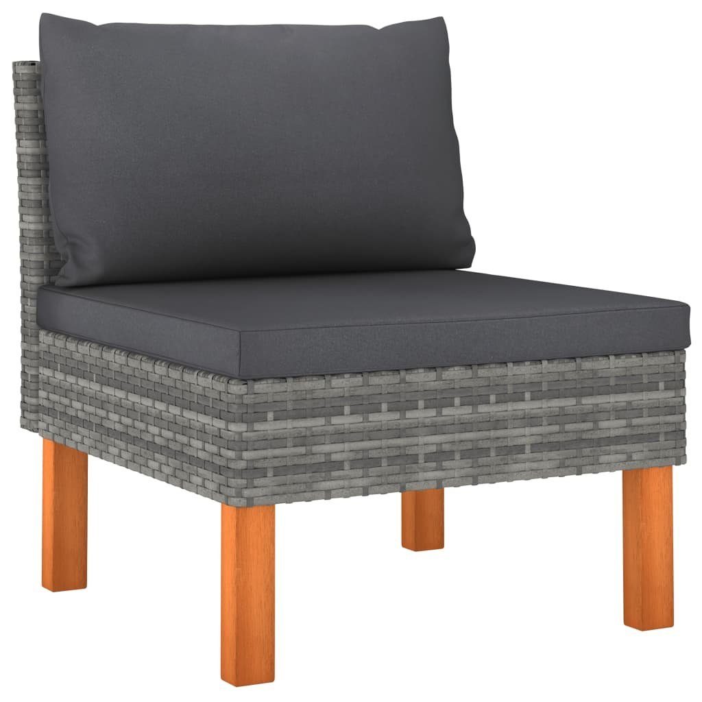 vidaXL Gartenlounge-Set 3-Sitzer-Gartensofa mit Kissen Grau Poly Rattan, (1-tlg)