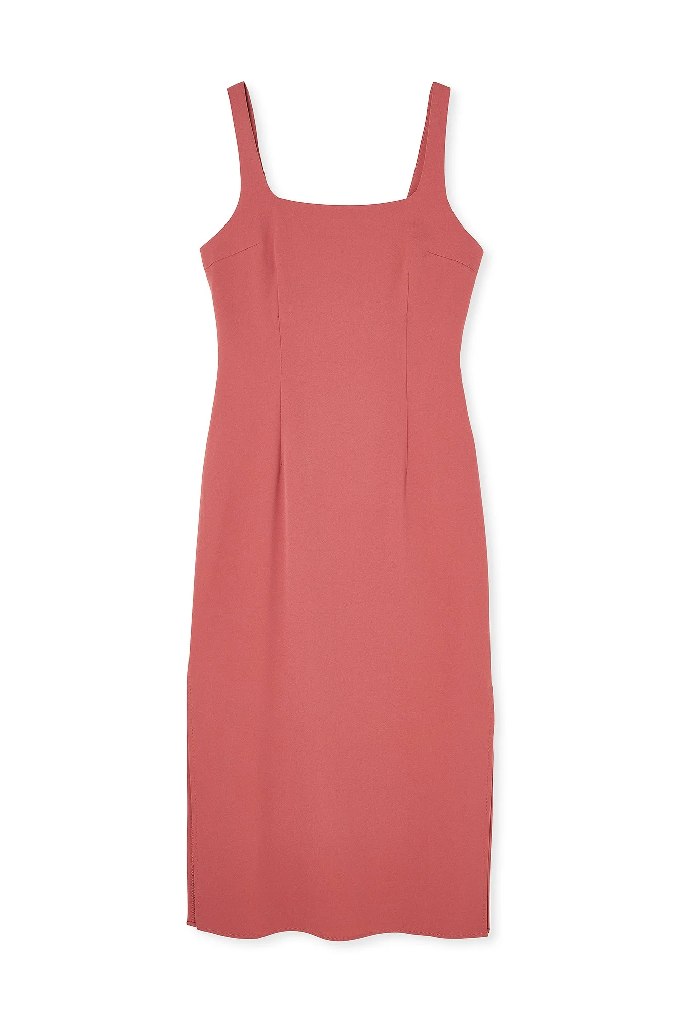 Eng anliegendes Midikleid mit eckigem Ausschnitt
