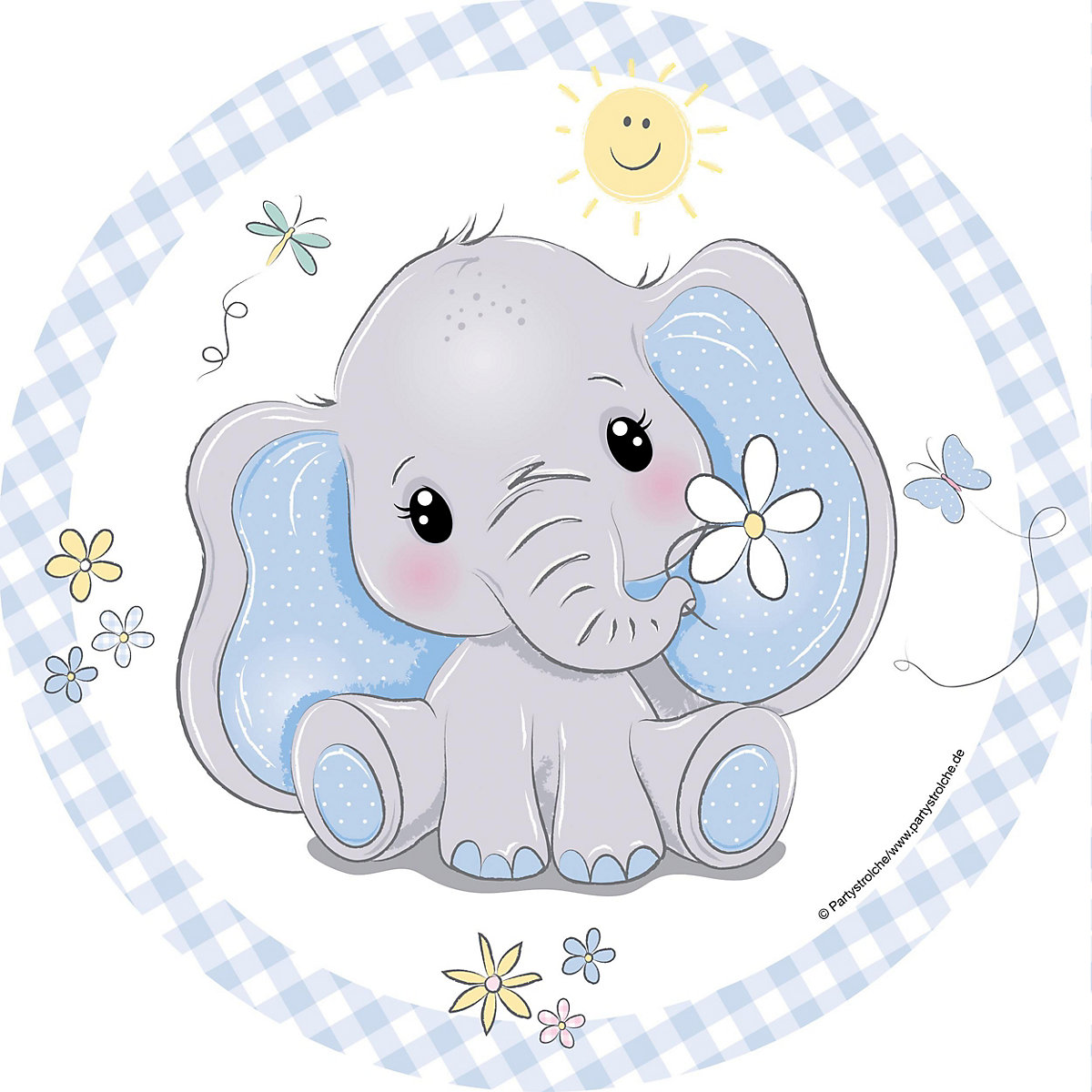 Papp-Partybecher/Trinkbecher Baby Elefant blau, 250 ml, 8 Stück