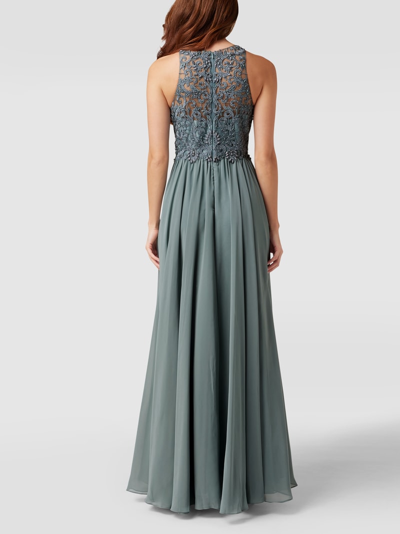 Abendkleid mit Strasssteinen in schilf