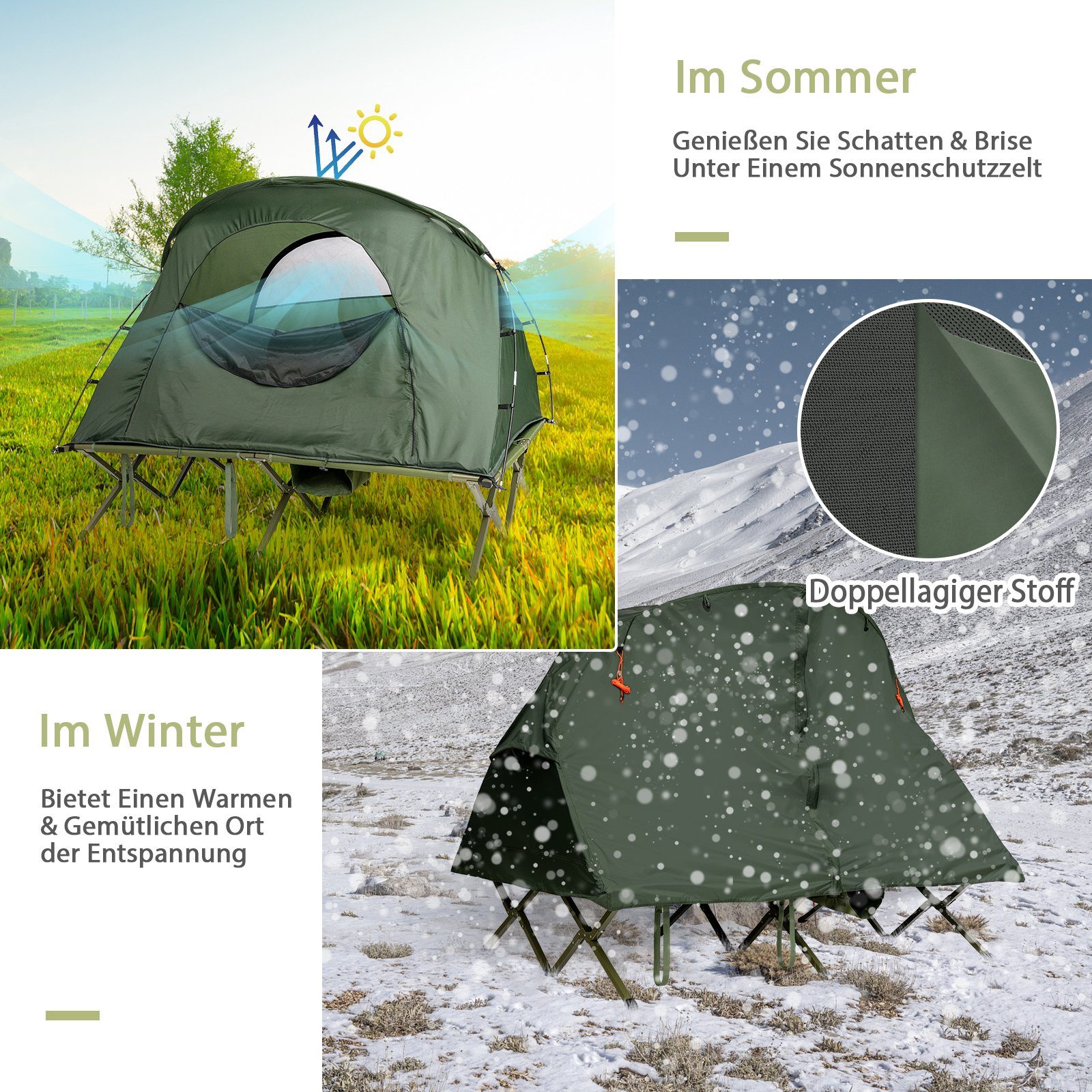 COSTWAY Kuppelzelt Campingzelt, Personen: 2, mit Tasche