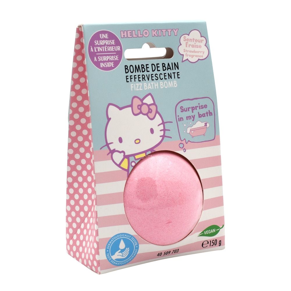 takecare Boule de bain 150g + Medaillon Hello Kitty Senteur Fraise Bombes de bain