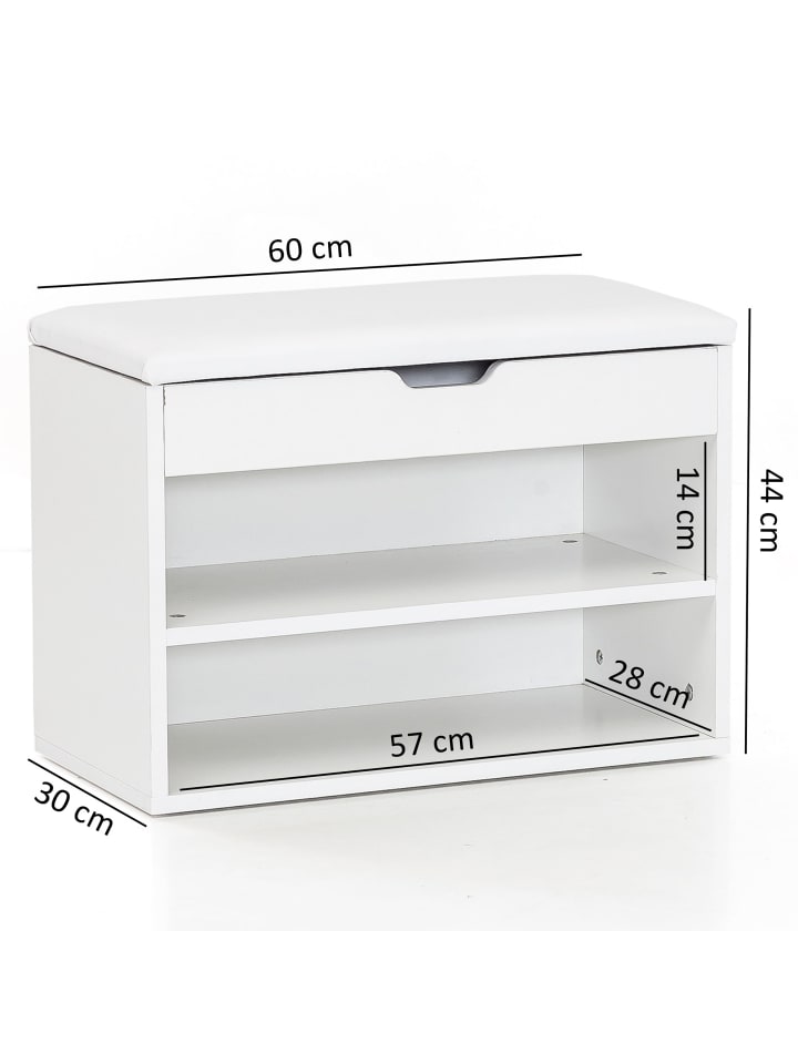 KADIMA DESIGN Schuhbank mit Sitzfläche Garderoben-Bank Holz 60 x 40 x 30 cm, in Weiß günstig kaufen onesize