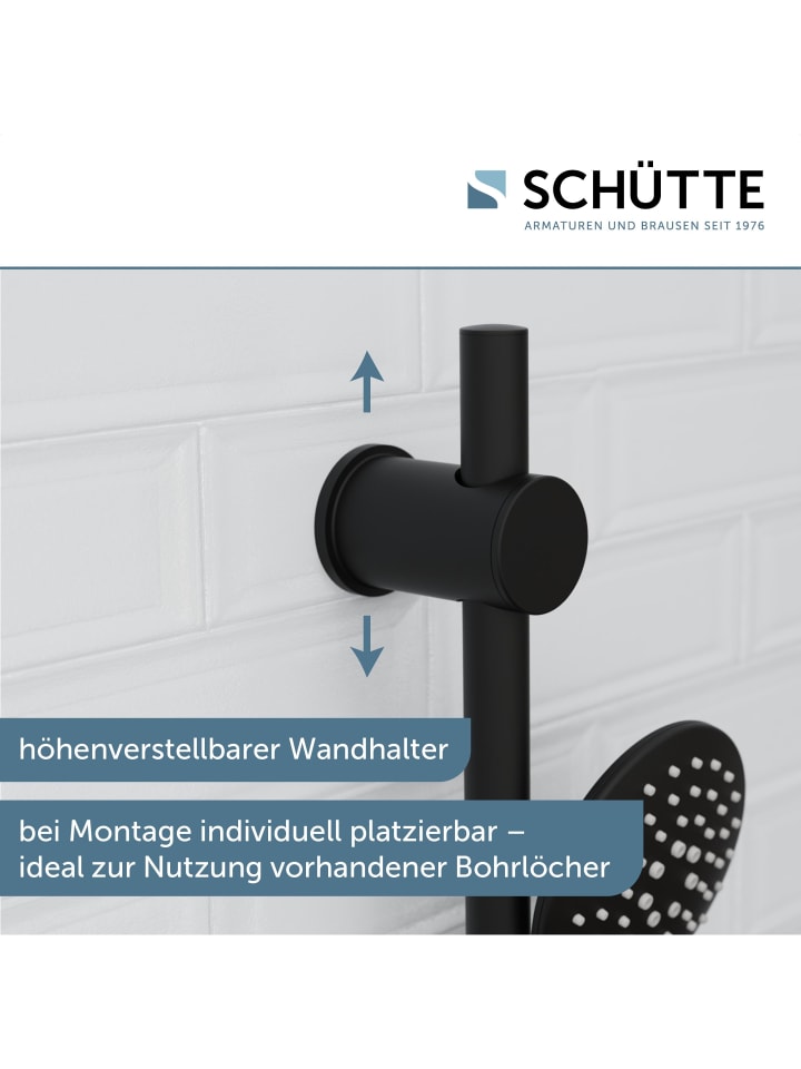 Schütte Duschset RAVEN in Schwarz matt mit 3 Strahlarten - (L) 7 x (B) 13 x (H) 70 cm günstig kaufen onesize