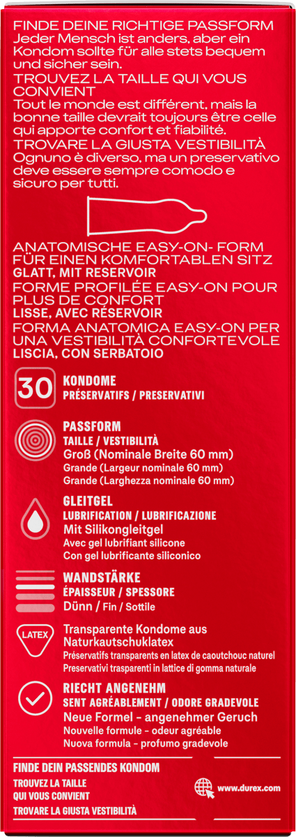 Kondome Gefühlsecht Extra Groß XXL, Breite 60mm, 30 St