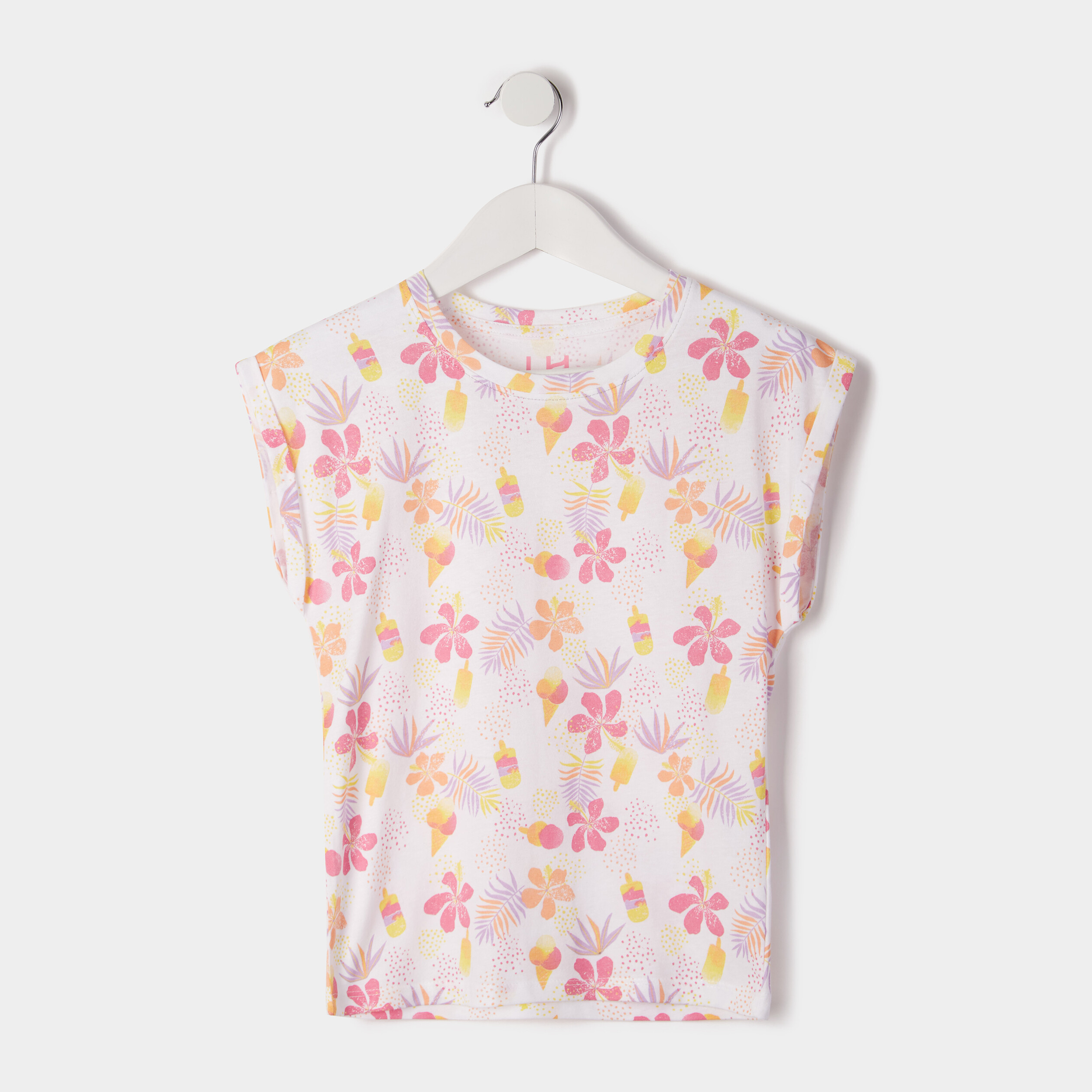 T-shirt coupe droite sans manches blanc fille | La Halle