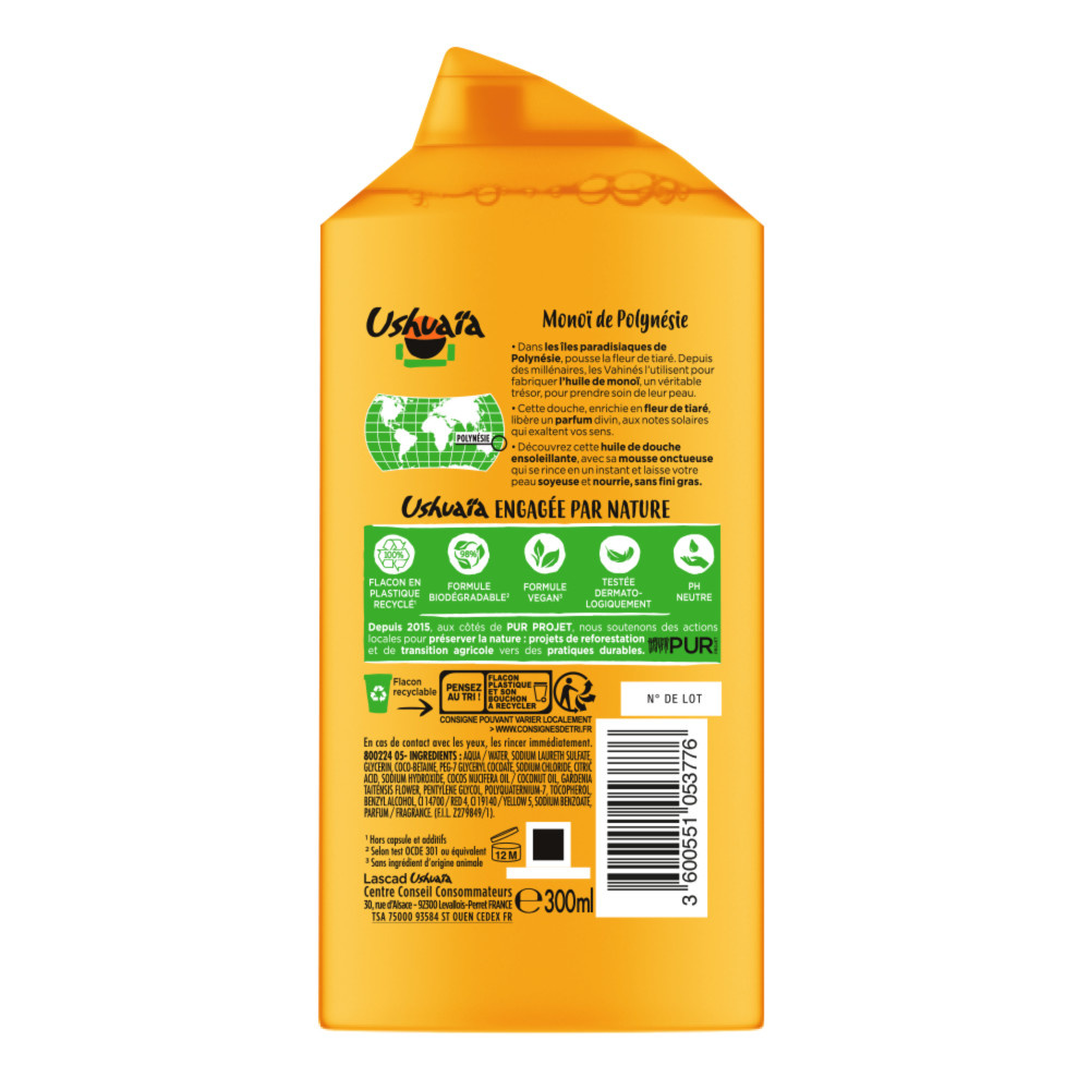 ushuaïa Ushuaïa Huile douche Monoï & Fleur de Tiaré 300ml Huile de Douche Monoï & Fleur de Tiaré