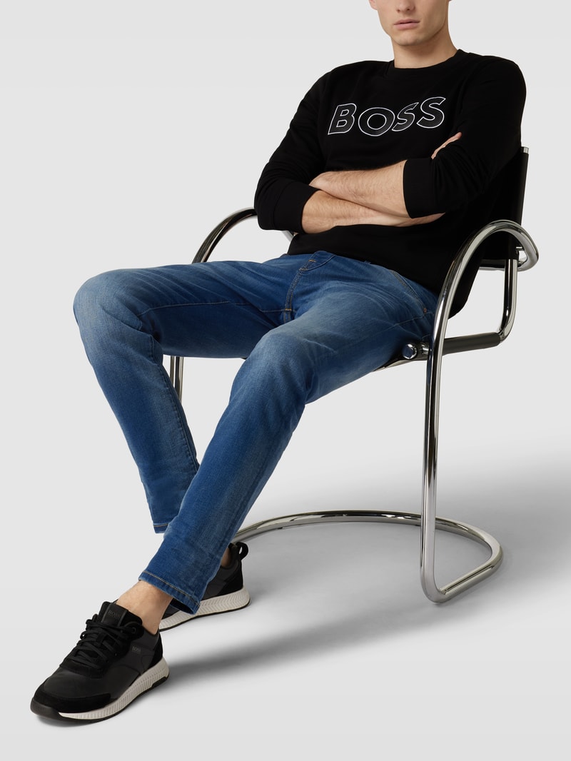Sweatshirt mit Label-Stitching Modell 'Salbo' in schwarz