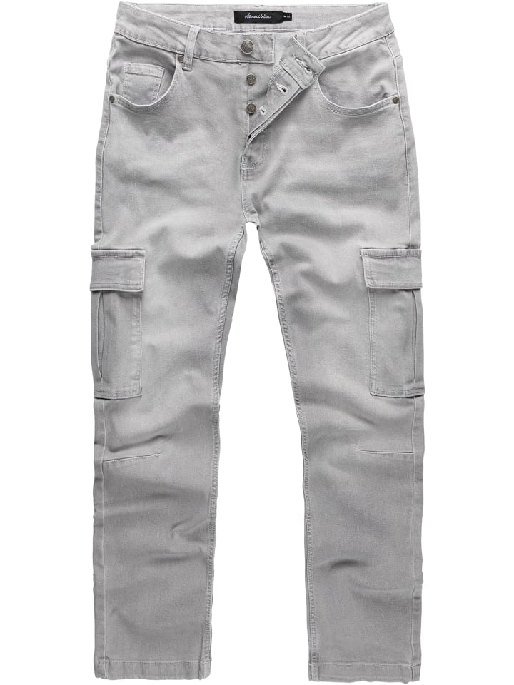 Amaci&Sons Regular Slim Cargo Jeans MIAMI in Hellgrau günstig kaufen