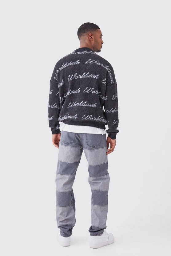 Tall lockere Patchwork Jeans