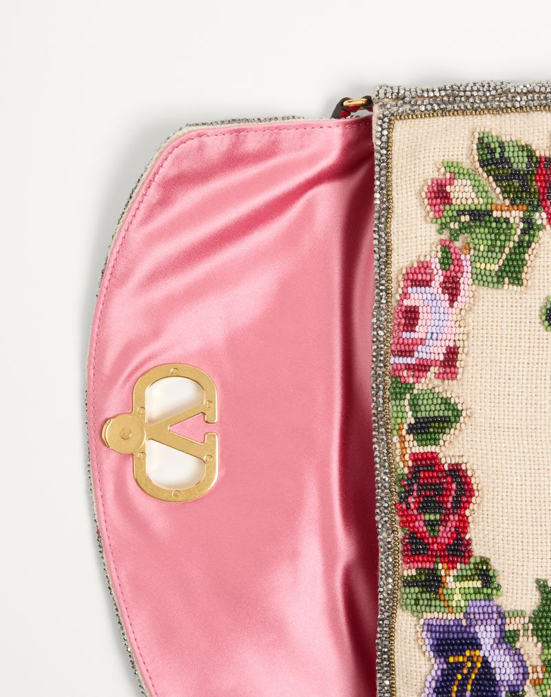 Bolsa de ombro pequena bordada Valentino Garavani Devain
