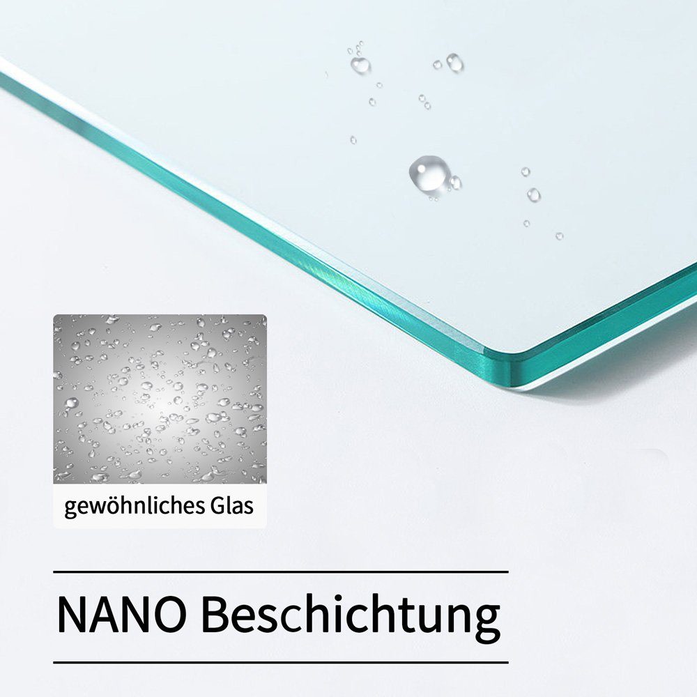 Boromal Badewannenfaltwand Badewannenaufsatz 2-teilig Duschwand Faltbar für Dusche 6 mm ESG 140H, Einscheibensicherheitsglas, Beidseitige Nanobeschichtung, 6mm ESG-Sicherheitsglas, Aluminiumprofile