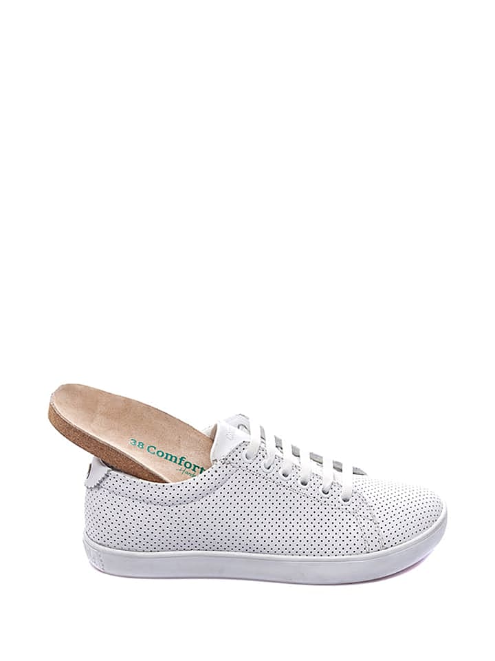 Comfortfusse Leder-Sneakers in Weiß günstig kaufen 36