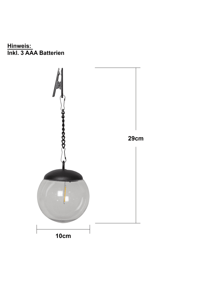 STAR Trading Solar-Hängeleuchte Globe 3er-Set in Schwarz,Transparent günstig kaufen onesize