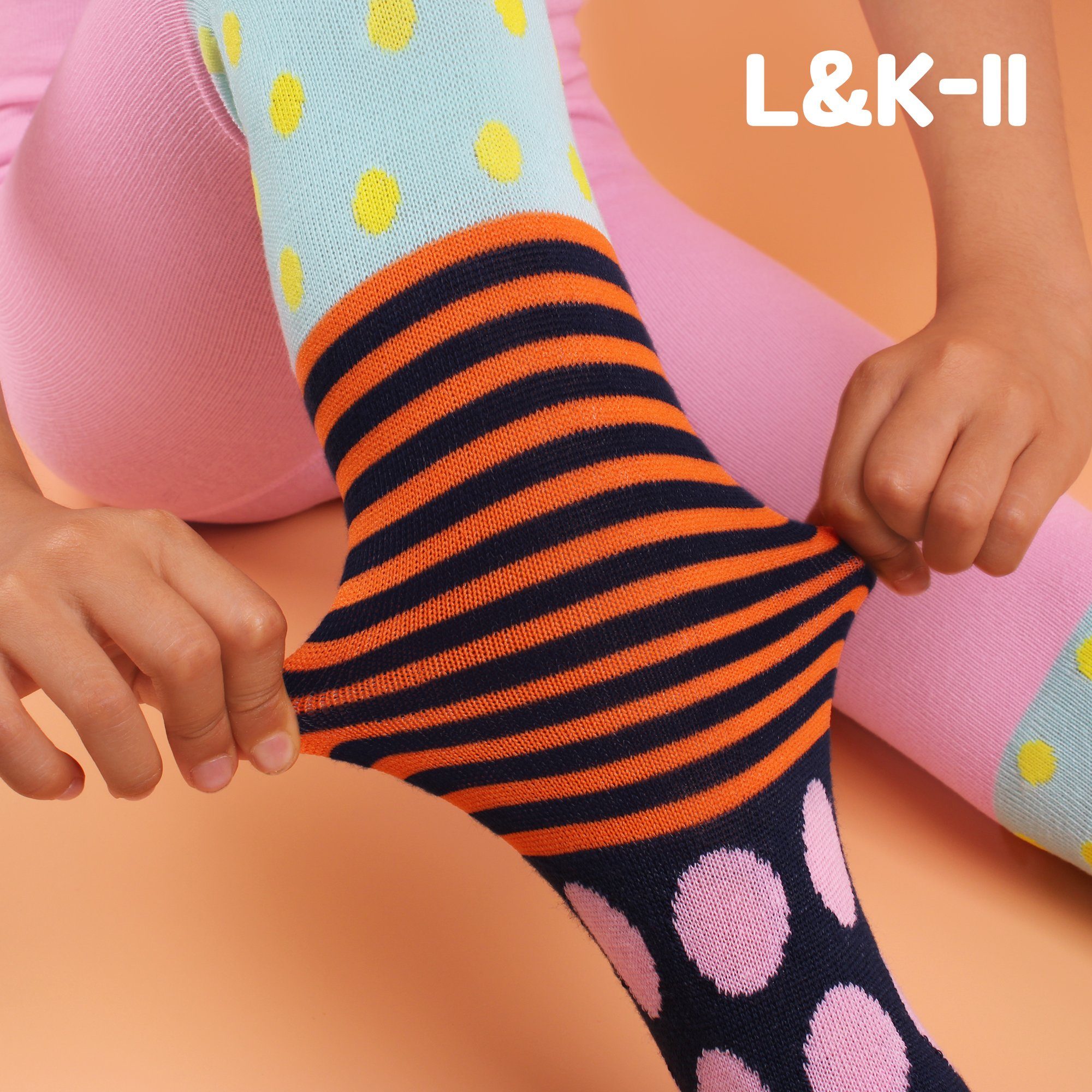 L&K-II Strickstrumpfhose 2728 (6er-Packung) aus Baumwolle mit hübschen Farben und Muster