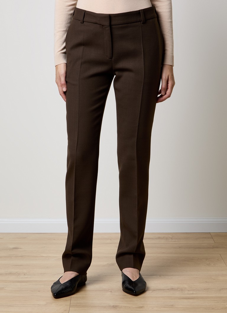 Pantaloni slim fit a vita media TOTEME in misto lana con tasche laterali